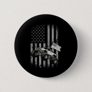 Monster truck american flag vintage design july 2 inch round button