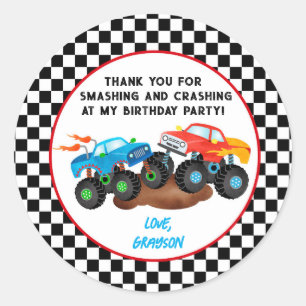 Monster Truck Anniversaire Fête Favoriser Stickers