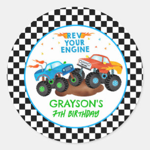 Monster Truck Anniversaire Fête Favoriser Stickers