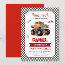Monster Truck Anniversaire Invitation Quel que soi