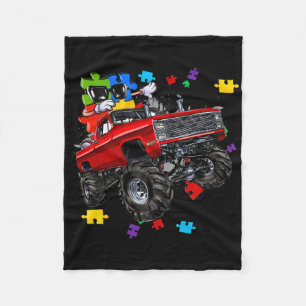 Monster Truck Autism Awareness Puzzle Piece Boys K Fleece Blanket