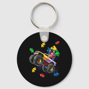 Monster Truck Autism Awareness Puzzle Piece Gift F Keychain