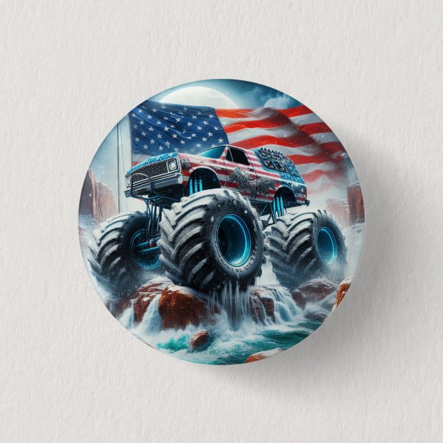 MONSTER TRUCK BADGE 1 INCH ROUND BUTTON (Front)