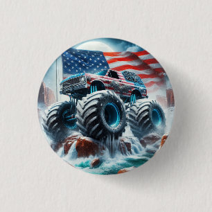 MONSTER TRUCK BADGE 1 INCH ROUND BUTTON