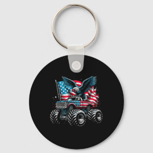 Monster Truck Bald Eagle 4th Of July Boys American Keychain