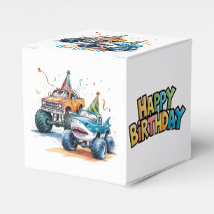 Monster Truck Birthday Bash Watercolor Art Favor Box