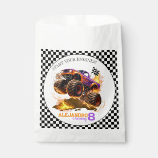 Monster Truck Birthday Fire Flames  Favour Bag