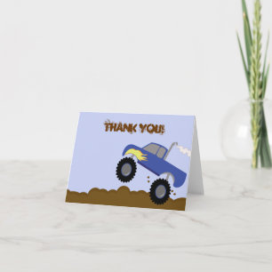Monster Truck Birthday Folded Thank you note Card
