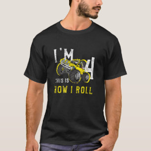 Monster Truck Birthday  I'm 4 Years Old Birthday T-Shirt