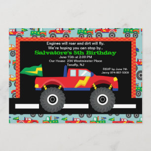 Monster Truck  Birthday Invitation