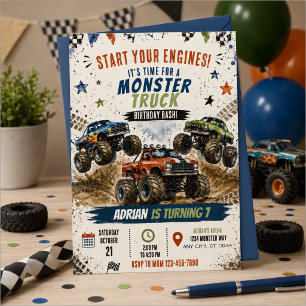 Monster Truck Birthday Invitation