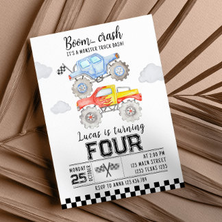 Monster Truck Birthday Invitation