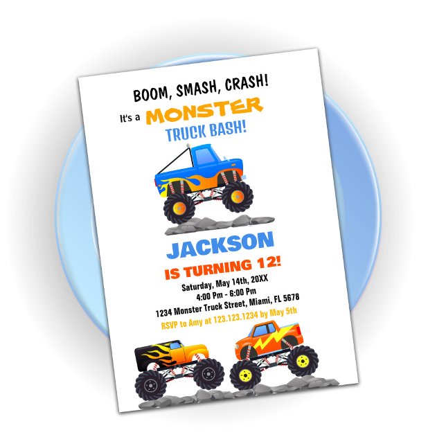 Monster Truck Birthday Invitations Trucks (Monster Truck Birthday Invitations Trucks)