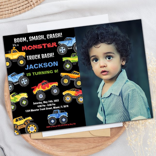 Monster Truck Birthday Invitations with Photo (Monster Truck Birthday Invitations with Photo)