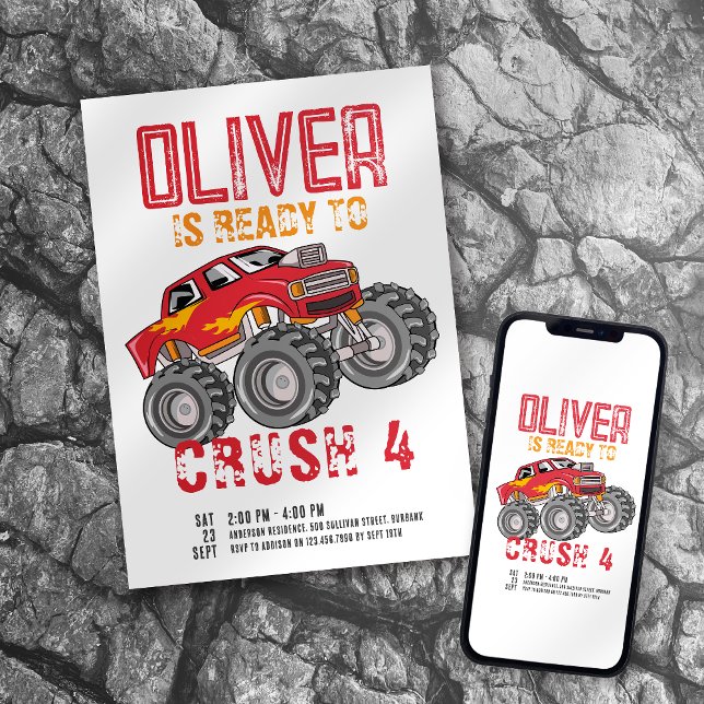 Monster Truck Birthday Party Invitation (Creator Uploaded)