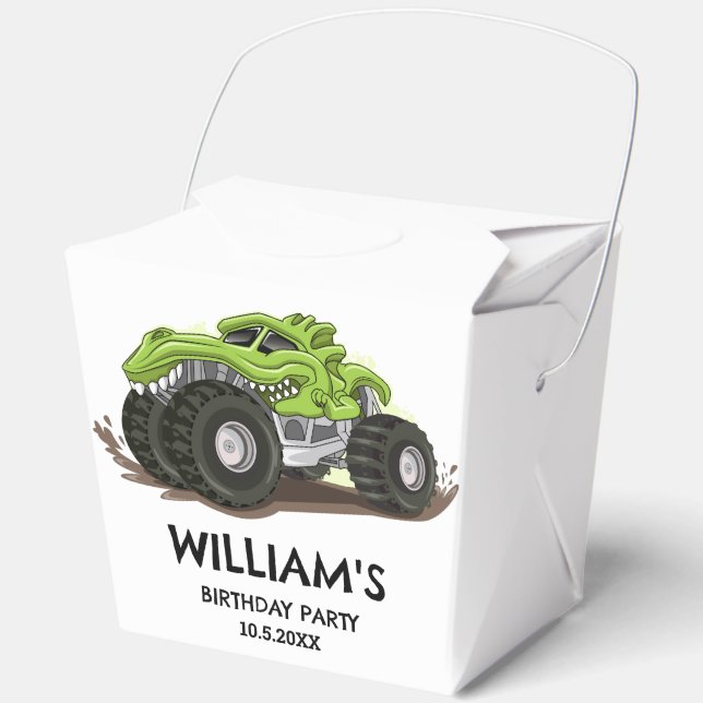 Monster Truck Birthday Party Minimal Boys Birthday Favor Box (Front)