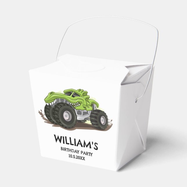 Monster Truck Birthday Party Minimal Boys Birthday Favor Box (Front Side)