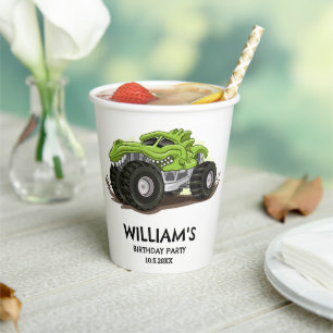 Monster Truck Birthday Party Minimal Boys Birthday Paper Cups