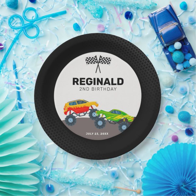 Monster Truck Birthday Party Paper Plates (Party)