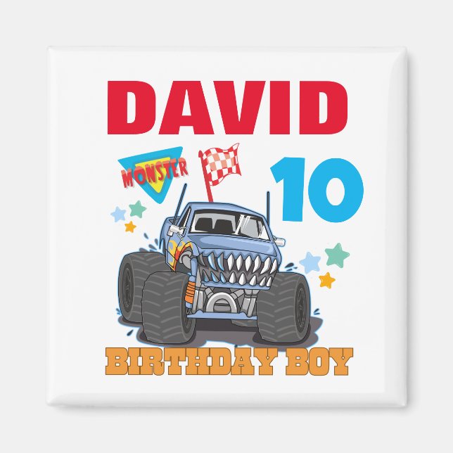Monster Truck Birthday Pary Group Matching Magnet (Front)