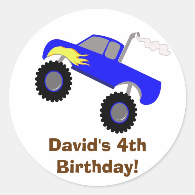 Monster Truck Birthday Personalized Sticker (Front)