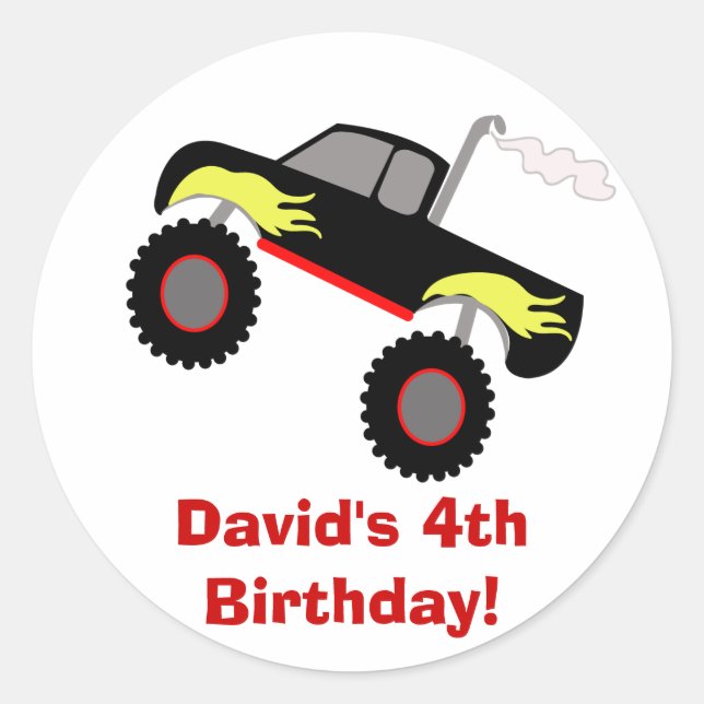 Monster Truck Birthday Personalized Sticker (Front)