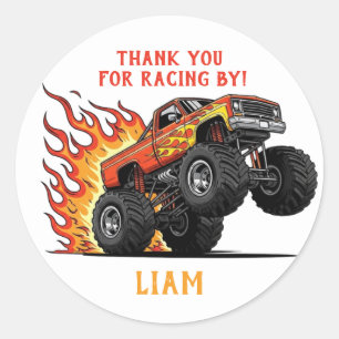 Monster Truck Birthday Thank You Sticker 
