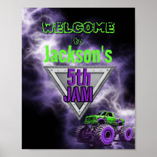 Monster Truck Birthday Welcome Sign Poster