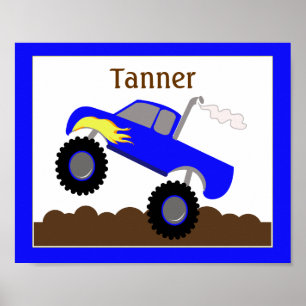 Monster Truck (Blue) Customized Nursery Art Print