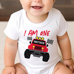 Monster Truck Boy 1st Birthday Personalized Baby T-Shirt