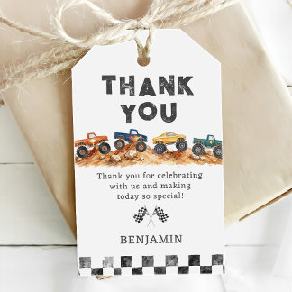 Monster Truck Boy Birthday Party Gift Tags