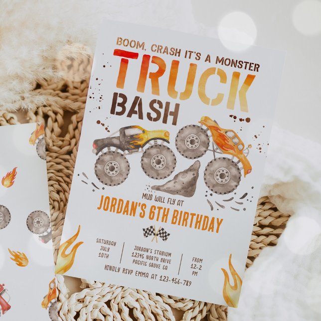 Monster Truck Boy Birthday Party Invitation (Creator Uploaded)