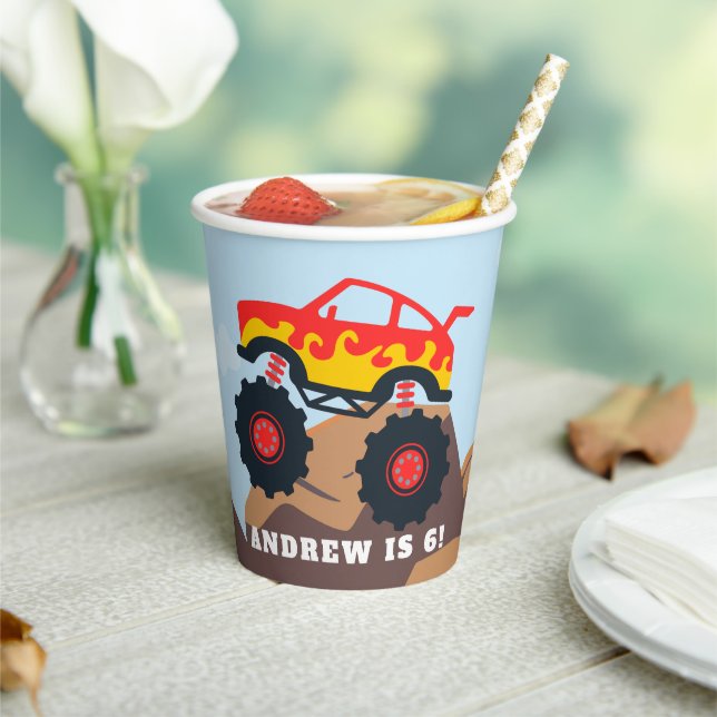 Monster Truck Boy Birthday Party Paper Cups (Insitu)