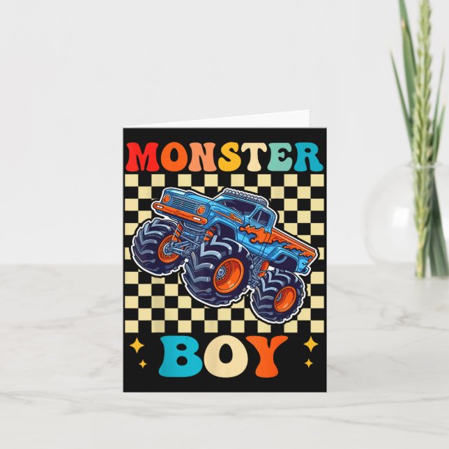 Monster Truck Boy Family Matching Monster Trucks B Card (Front)