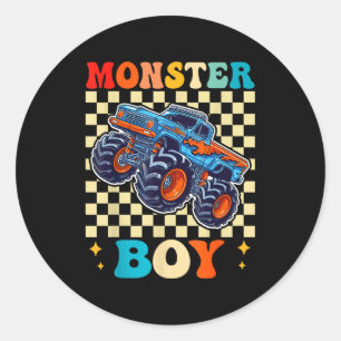 Monster Truck Boy Family Matching Monster Trucks B Classic Round Sticker
