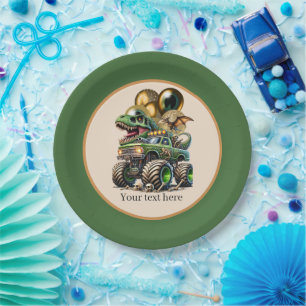 monster truck boys Birthday party customizable Paper Plate