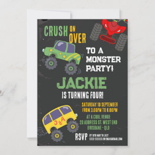 Monster truck Boys invitation anniversaire