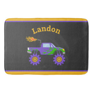 Monster Truck Budget Personalized Name Kids Bath Mat