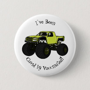 Monster truck cartoon illustration 2 inch round button