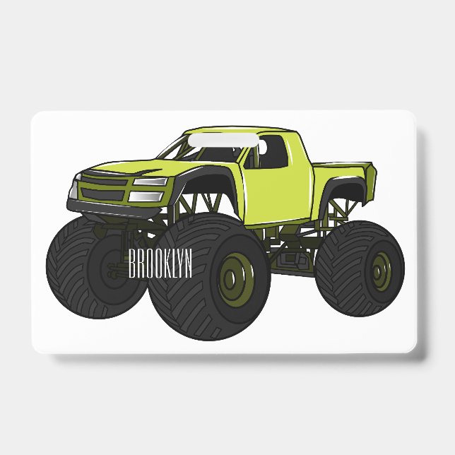 Monster truck cartoon illustration badge (Front)
