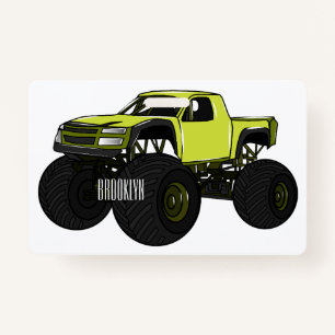 Monster truck cartoon illustration badge