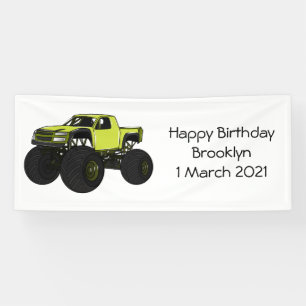 Monster truck cartoon illustration banner