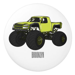 Monster truck cartoon illustration ceramic knob
