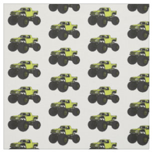 Monster truck cartoon illustration fabric
