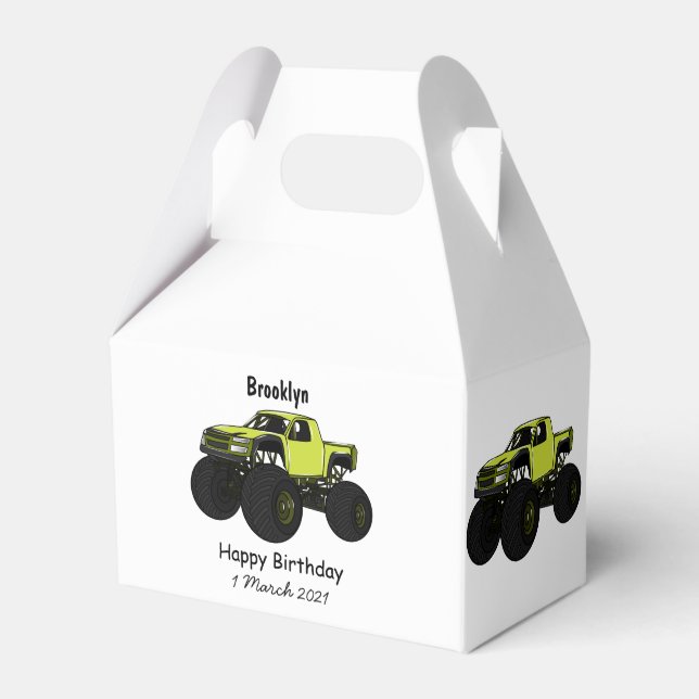 Monster truck cartoon illustration favor box (Front Side)