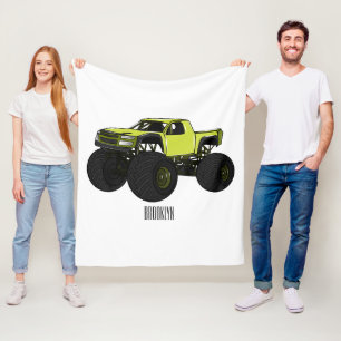Monster truck cartoon illustration fleece blanket