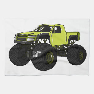 Monster truck cartoon illustration kitchen towel