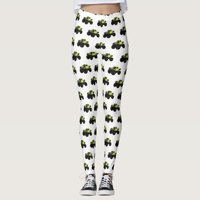 Monster truck cartoon illustration leggings (Front)