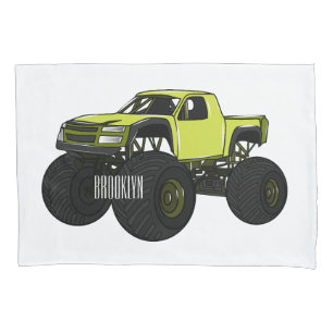 Monster truck cartoon illustration pillowcase