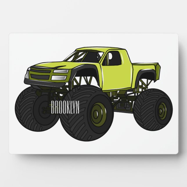 Monster truck cartoon illustration plaque (Front)